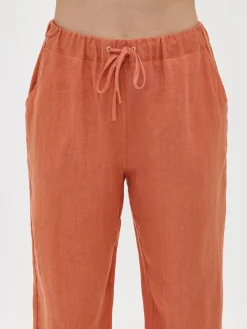 SARASTUS pellavahousut - oranssi