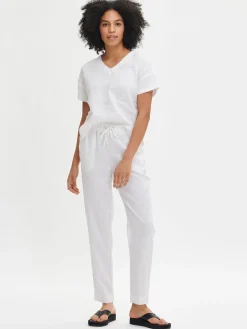 SARASTUS pellavahousut - valkoinen