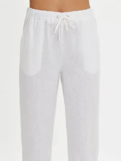 SARASTUS pellavahousut - valkoinen