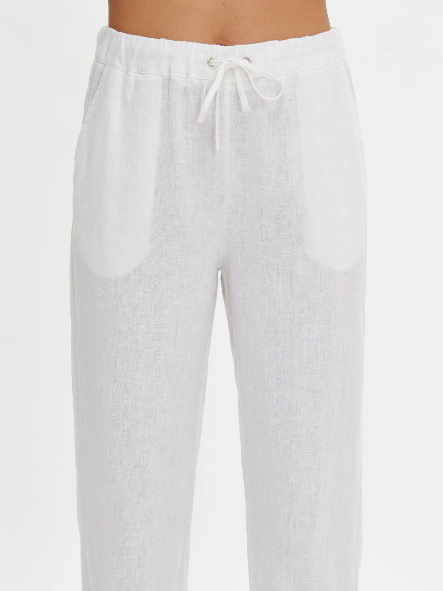 SARASTUS pellavahousut - valkoinen