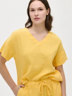 SARASTUS pellavapusero - keltainen