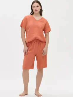 SARASTUS pellavashortsit - oranssi