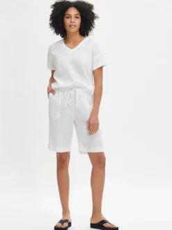 SARASTUS pellavashortsit - valkoinen