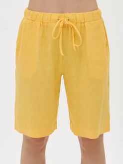 SARASTUS pellavashortsit - keltainen