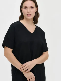 SARASTUS pitkä pellavakaftaani - musta