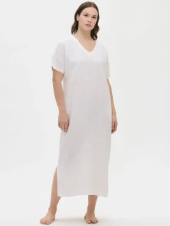 SARASTUS pitkä pellavakaftaani - valkoinen