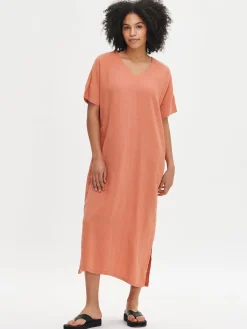 SARASTUS pitkä pellavakaftaani - oranssi