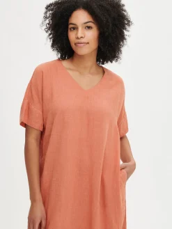 SARASTUS pitkä pellavakaftaani - oranssi