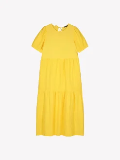 SARASTUS pitkä pellavamekko - keltainen