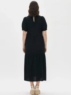 SARASTUS pitkä pellavamekko - musta