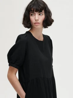 SARASTUS pitkä pellavamekko - musta