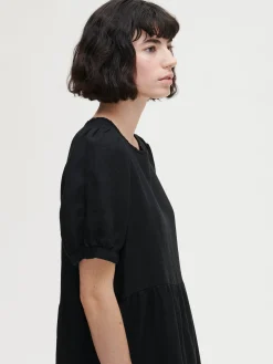 SARASTUS pitkä pellavamekko - musta