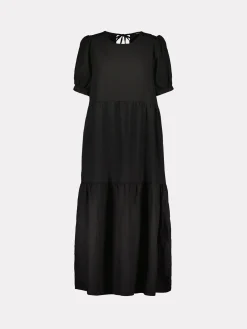 SARASTUS pitkä pellavamekko - musta