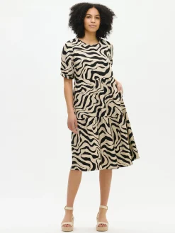 SAVANNA midi kangasmekko - beige