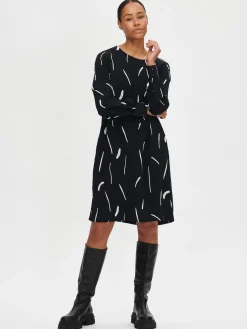 SIVELLIN lyhyt kangasmekko - mustavalkoinen