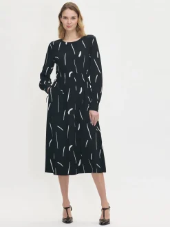 SIVELLIN midi kangasmekko - mustavalkoinen