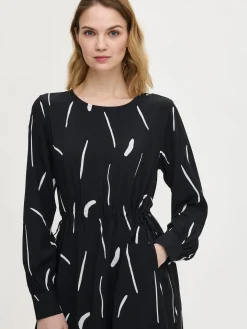 SIVELLIN midi kangasmekko - mustavalkoinen