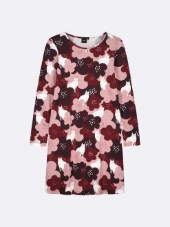 SYLVI lyhyt yöpaita - punasävyinen