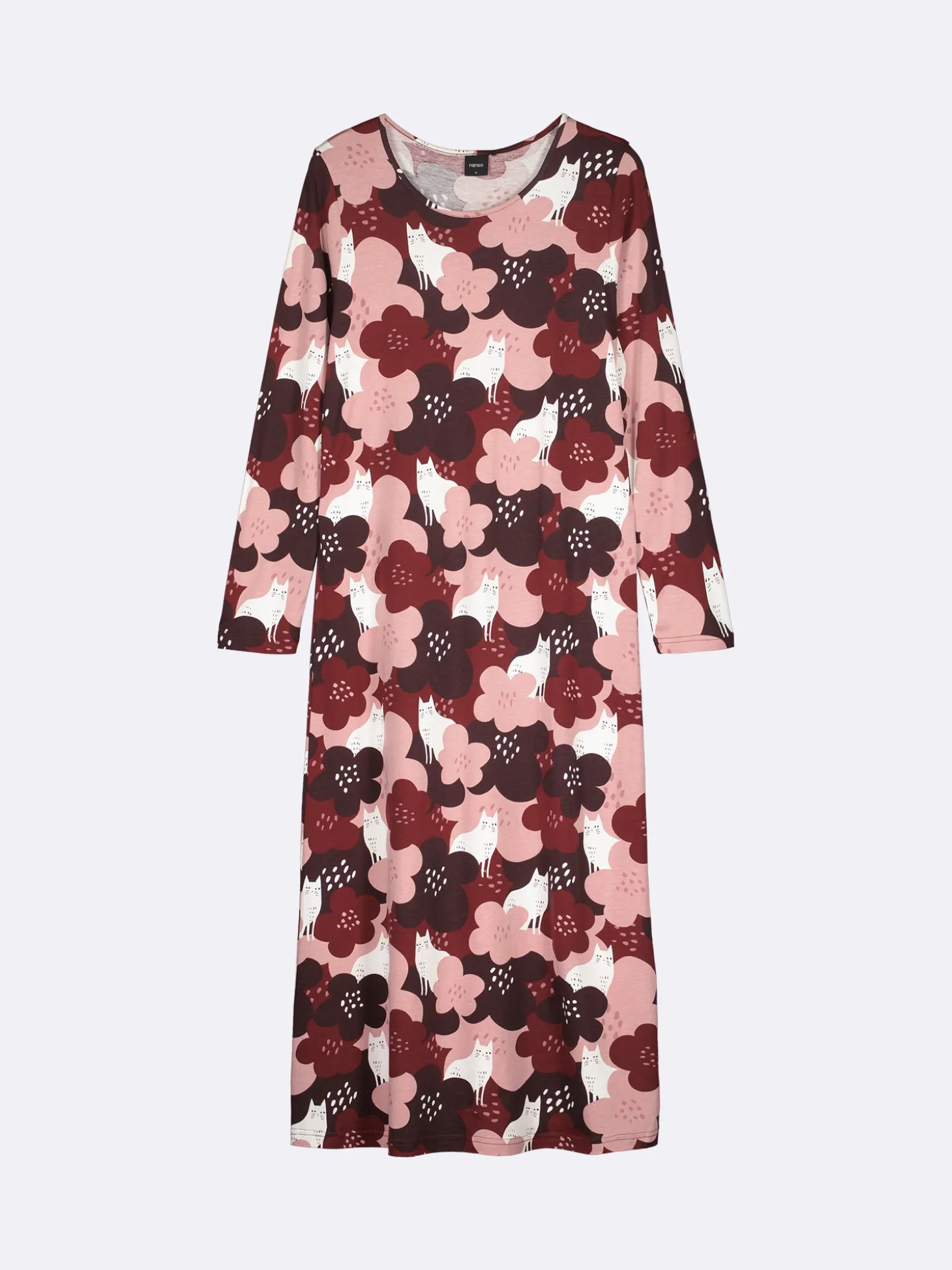 SYLVI pitkä yöpaita - punasävyinen