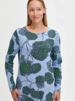 TUOMI lyhyt pitkähihainen yöpaita - sininen