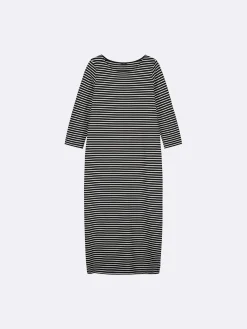 VAAKA pitkä neulosmekko - mustavalkoinen