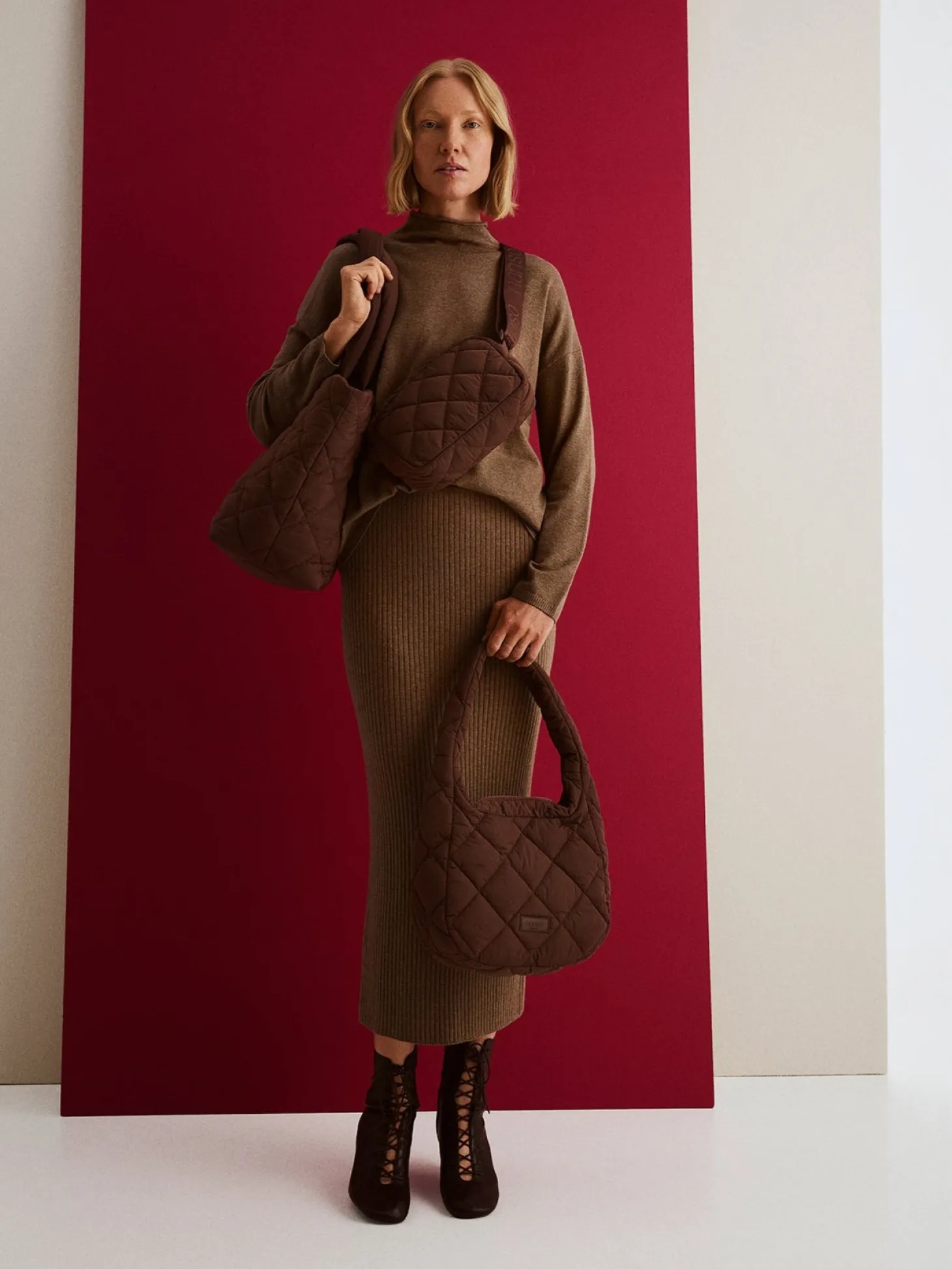 VILLIS neulehame - ruskeanharmaa