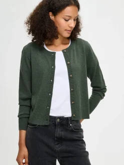 VILLIS neuletakki napeilla - tumma oliivinvihreä