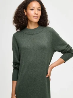 VILLIS pitkä neulemekko - tumma oliivinvihreä