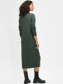 VILLIS pitkä neulemekko - tumma oliivinvihreä