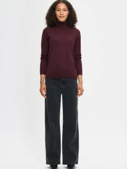 VILLIS pooloneule - tummanpunainen